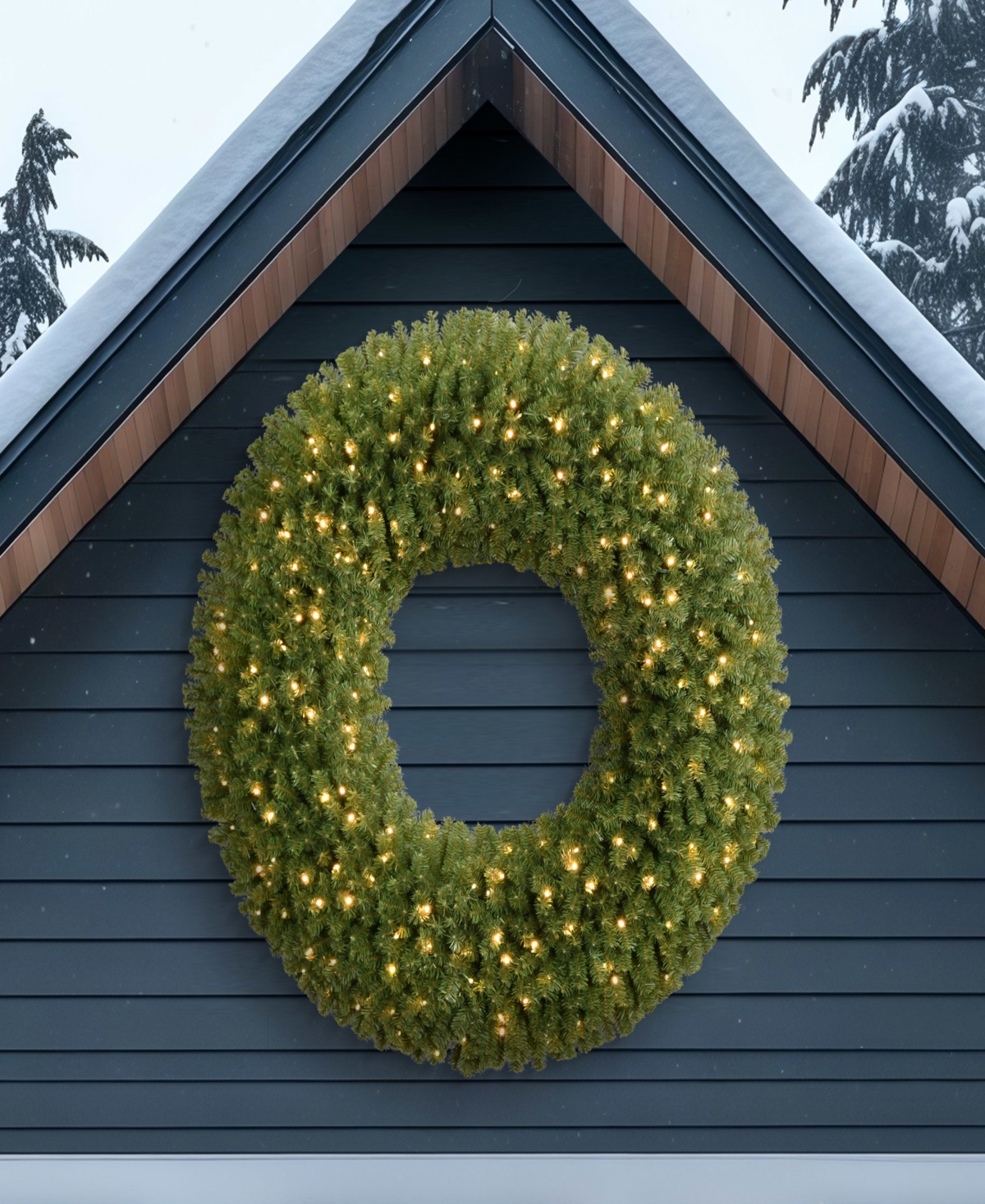 Puleo 60" Pre-lit Artificial Utah Spruce Wreath With Warm White Led Lights In Green