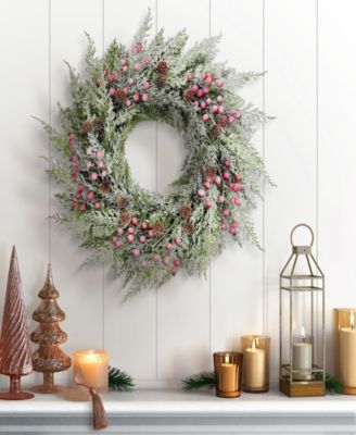 Puleo 24" Pre-Lit Artificial Flocked Wreath