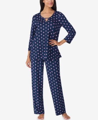 Ellen Tracy - Women's 2-Piece 3/4-Sleeve Top and Pants Pajama Set