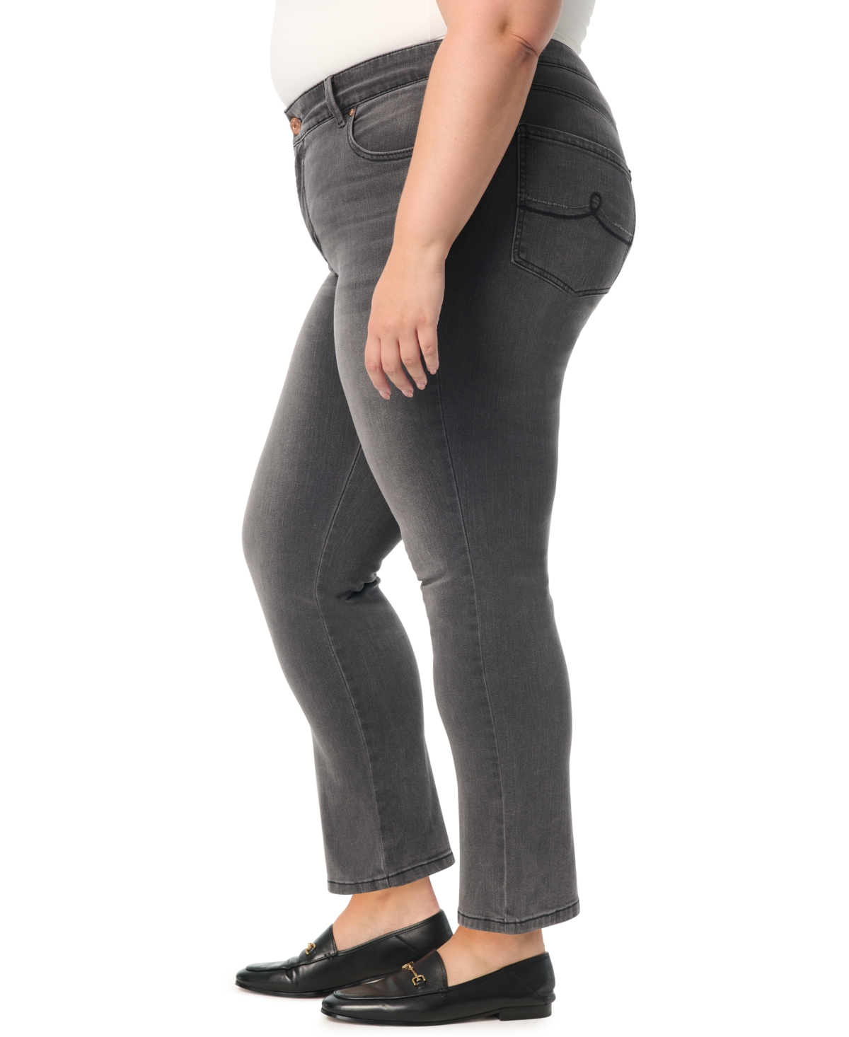 Gloria Vanderbilt Plus Size Tummy Sculpt Straight Jeans In Gray