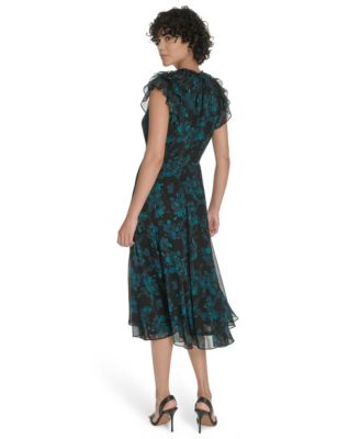 Petite Flutter Sleeve Midi Dress