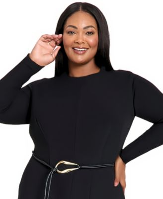 Plus Size Belted Midi Dress