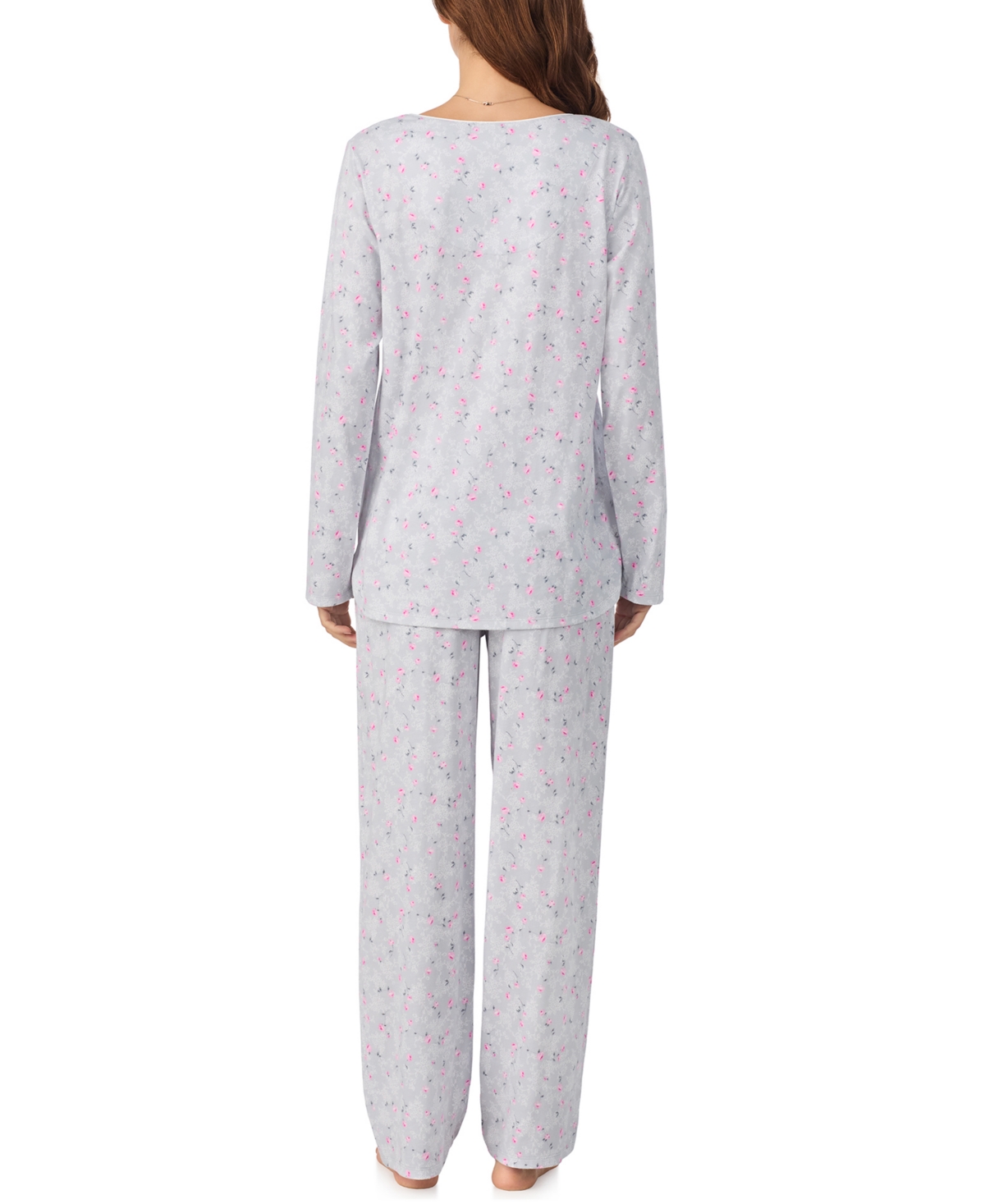 Eileen West Women's Brushed Cotton Jersey Long Sleeve Pajama Set In White
