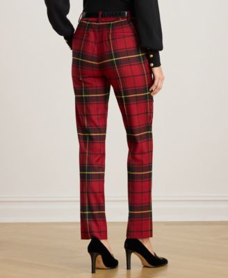 Petite Checked Mid Rise Cropped Pants