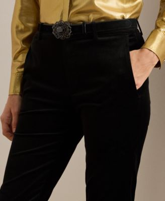 Petite Mid Rise Cropped Velvet Pants