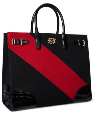 Two-Tone Canvas Large Devyn Tote Bag 