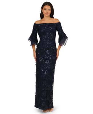 Adrianna Papell Women's Sequin Lace Off-The-Shoulder Dress - Macy's