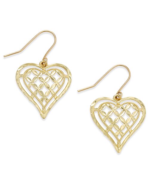 Macy's Openwork Heart Drop Earrings in 10k Gold & Reviews - Earrings ...