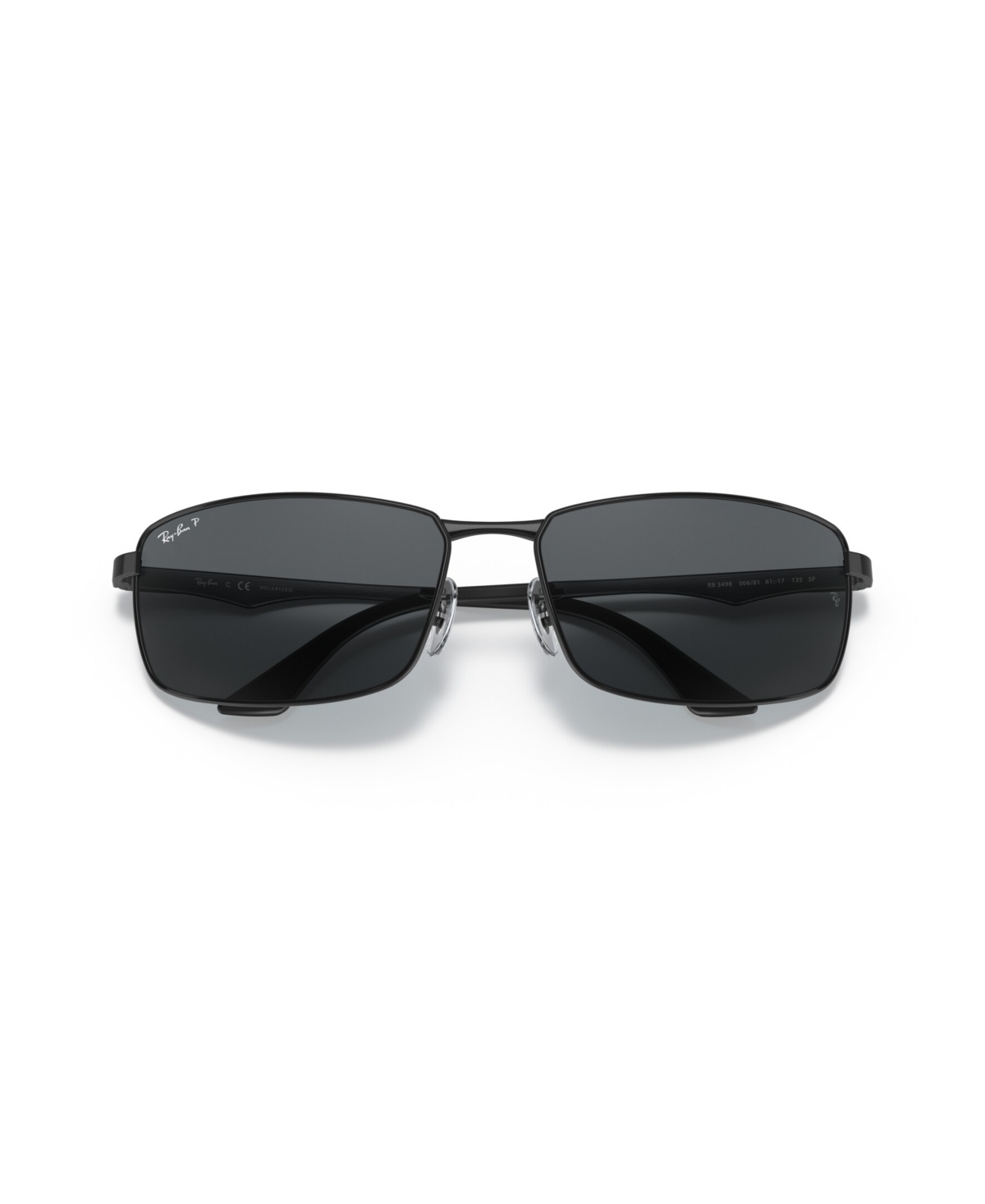 Ray Ban Rb3498 Sunglasses Black Frame Grey Lenses Polarized 61-17 In Green
