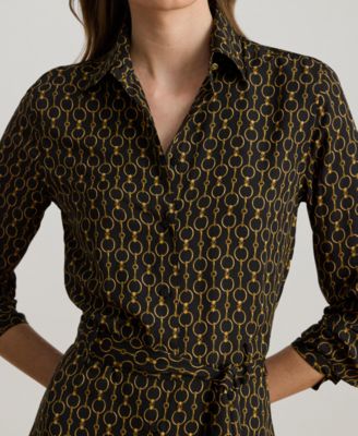 Women's Chain-Print Crepe Shirtdress