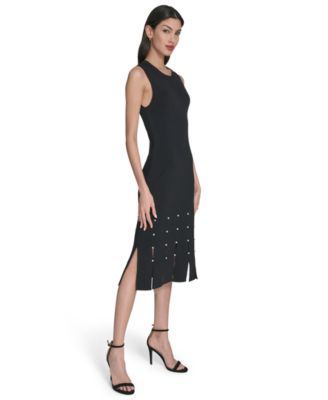 Petite Sweater Slit Hem Midi Dress