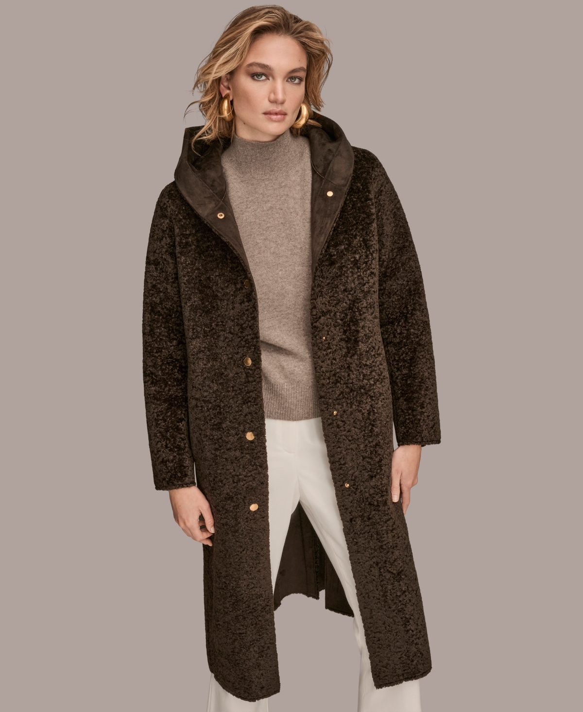 Donna Karan Women's Hooded Maxi Coat In Green