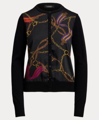 Women's Belting-Print Long Sleeve Cardigan