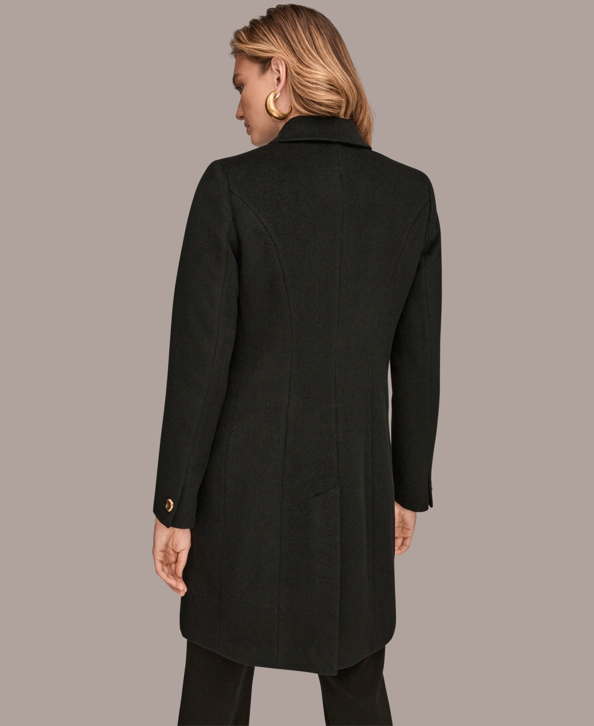 Donna Karan Women's Buttoned Notch Collared Coat In Black
