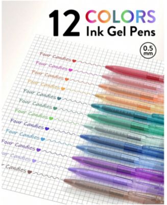 12Pack 0.5mm Quick Dry Retractable Gel Pen Set, Cute Transparent Fine Point Multicolor Note Taking Aesthetic Lnk Pens, Comfort Grip 12 Ink Colors Drawing Writing School Office Home Back To School