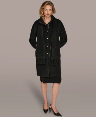 Women's Snap Button Scarf Coat