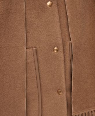 Women's Snap Button Scarf Coat