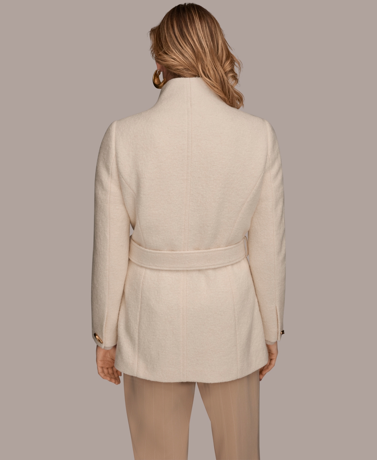 Donna Karan New York Women's Wing Collar Belted Coat