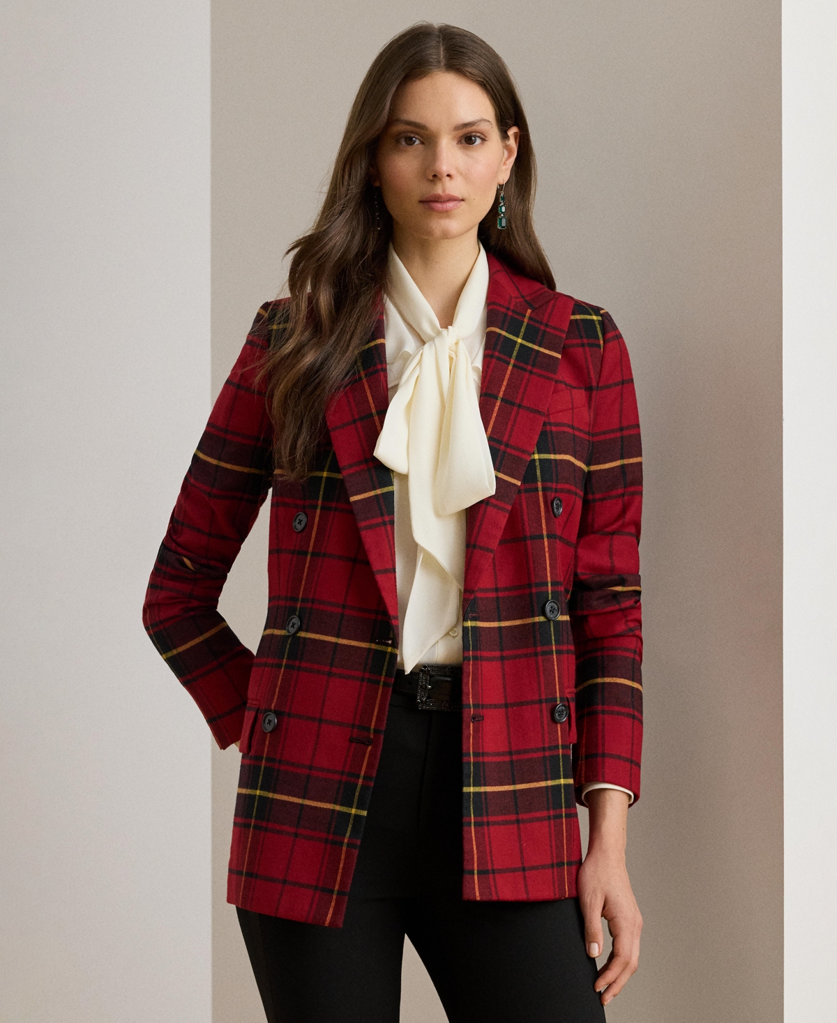Lauren Ralph Women's Plaid Long Sleeve Blazer