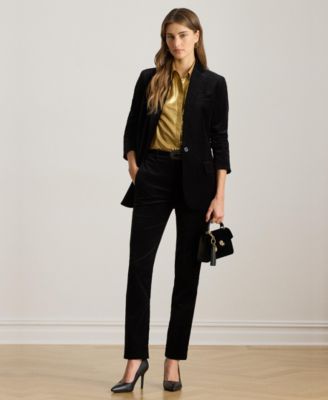 Women's Long Sleeve Velvet Blazer