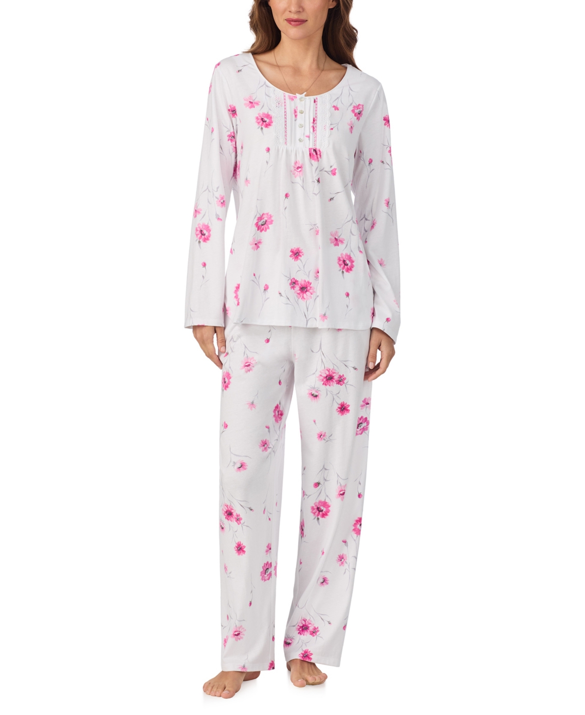 Eileen West Women's Brushed Cotton Jersey Long Sleeve Pajama Set In Animal Print