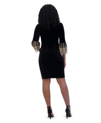 Women's Elbow Sleeve Side Tuck Sheath Dress