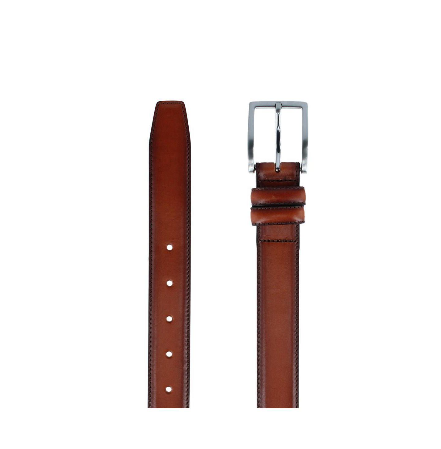 Мужской ремень TRAFALGAR Malik Burnished Feather Edged 32mm Leather Belt, цвет: Коричневый — фото 3