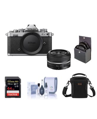 Z fc DX-Format Mirrorless Camera with NIKKOR Z 28mm f/2.8 (SE) Lens Bundle with 64GB SD Card, Shoulder Bag, Filter Kit, Cleaning Kit