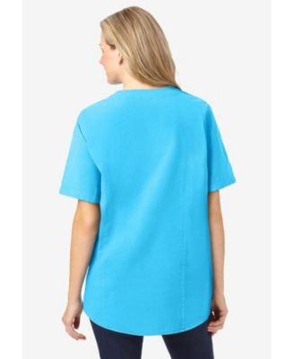 Women's Plus Size Short-Sleeve Crinkle Shirt