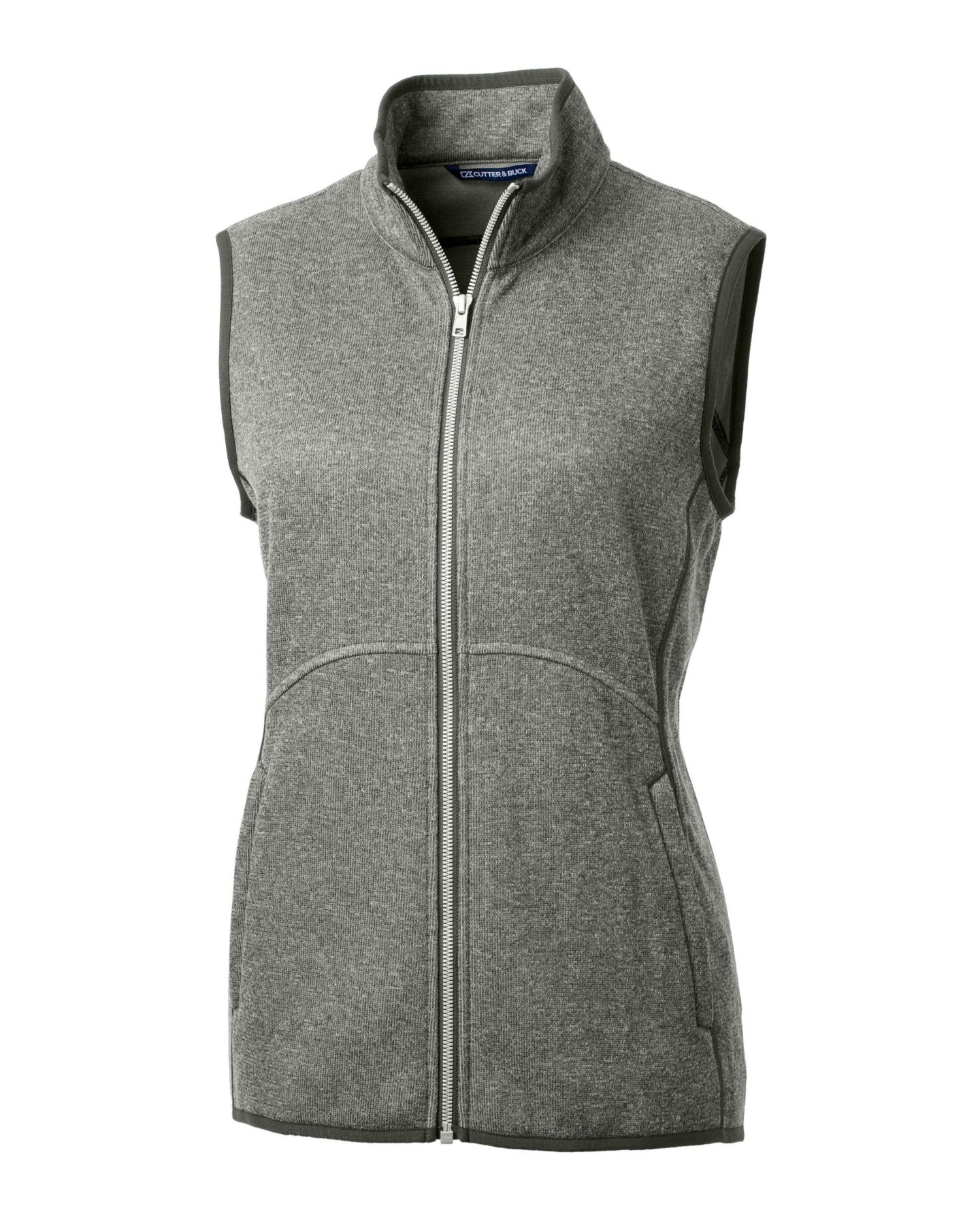 Женский жилет Cutter & Buck Mainsail Sweater Knit Full Zip Vest, цвет: Полированный меланжевый — фото 2