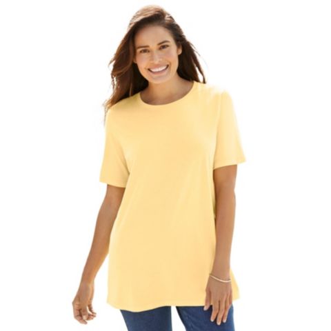 Женский свитшот Woman Within Within Perfect Short-Sleeve CrewneckTee, цвет: Banana