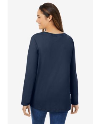 Plus Size Perfect Long-Sleeve V-Neck Tee