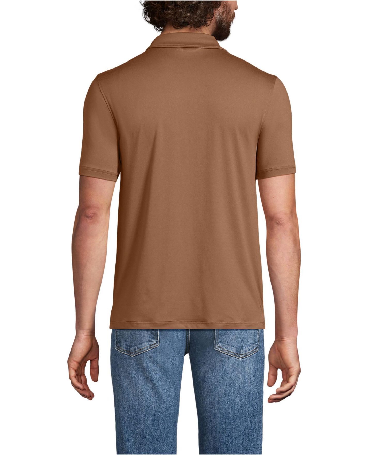 Мужское поло Lands' End Short Sleeve Cooling Performance Polo, цвет: Кленовый карамельный — фото 2