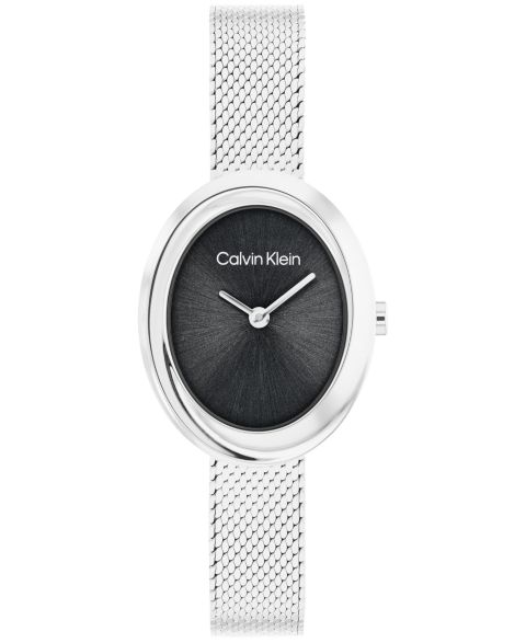 Женские часы Calvin Klein Twisted Bezel Silver Tone Stainless Steel Bracelet Watch, 24mm
