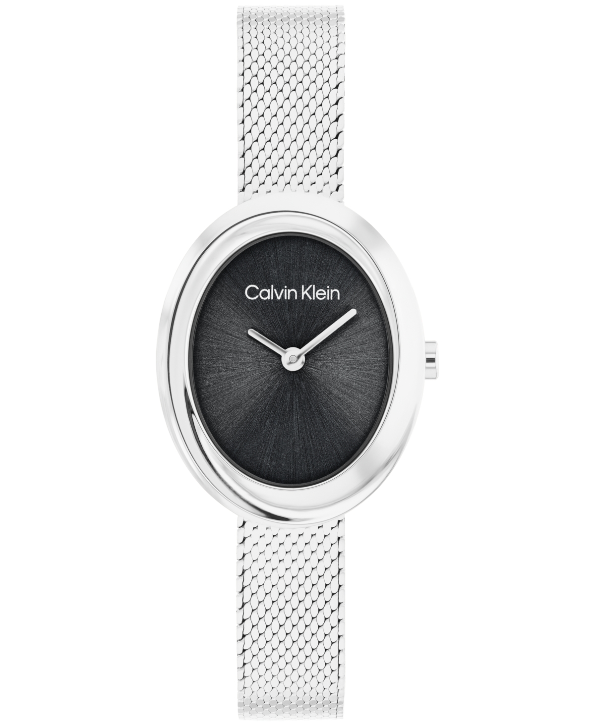 Calvin Klein Women's Twisted Bezel Silver Tone Stainless Steel Bracelet Watch, 24mm In Silver