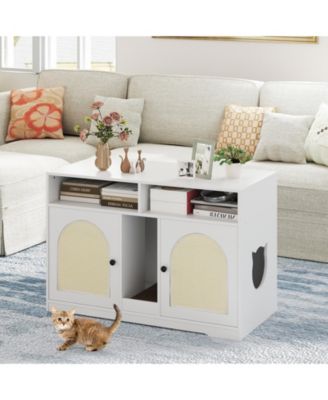 43" Hidden Cat Washroom Furniture with Storage Double Rooms Scratching Board