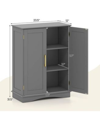 Floor Storage Cabinet Modern Storage Organizer with Adjustable Shelves &2 Doors