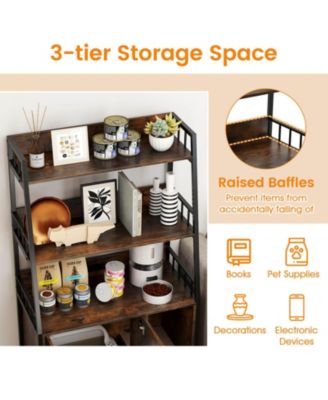 Cat Litter Box Enclosure with Storage Shelves Scratching Pad Charging Station