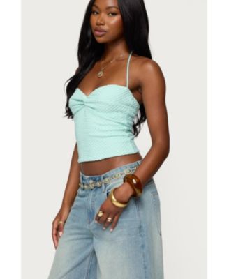 Women's Zoee Twisted Textured Halter Top