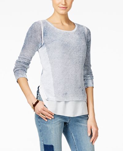 INC International Concepts Acid-Wash Layered-Look Sweater, Only at Macy's