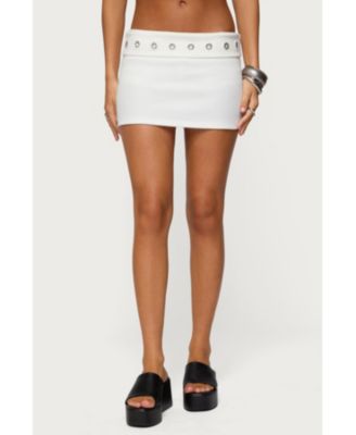 Edikted Womens Havana Grommet Ribbed Foldover Mini Skort - White 32$