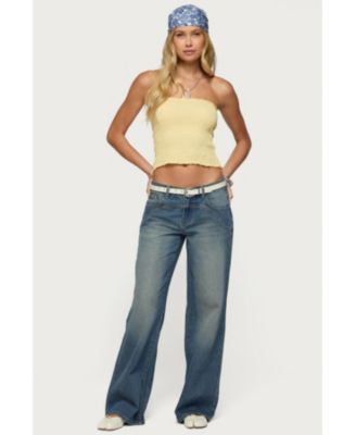 Womens Ronny Curved Stitch Low Rise Jeans