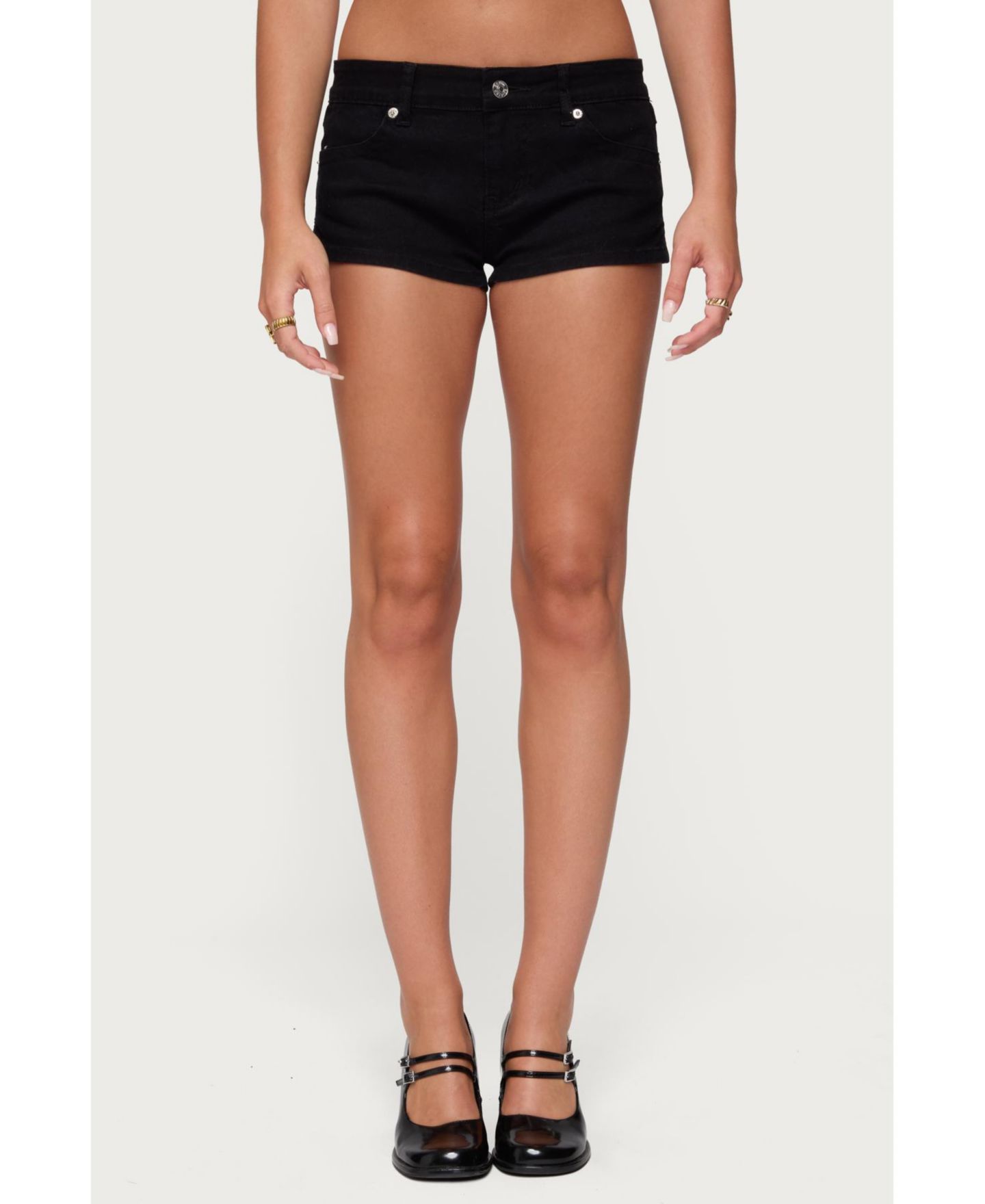 Женские шорты Edikted Jagger Low Rise Denim Shorts, цвет: Чёрный — фото 1
