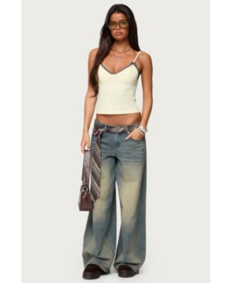 Womens Ruelle Contrast Frill Tank Top