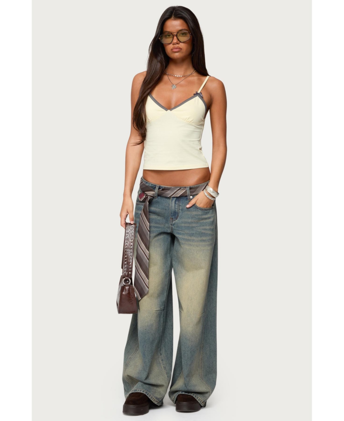 Edikted Womens Ruelle Contrast Frill Tank Top