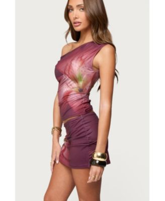 Womens Tiger Flower Off Shoulder Top