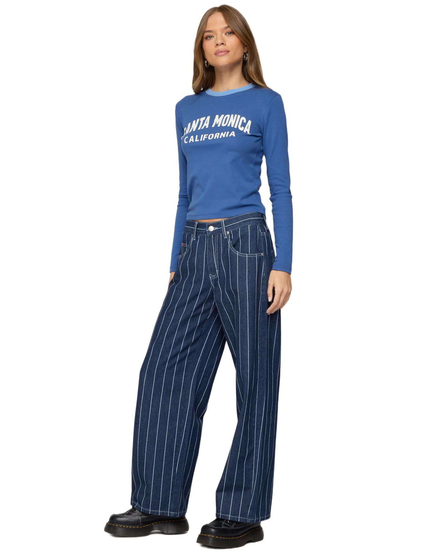 Женская футболка Edikted Santa Monica Long Sleeve, цвет: Синий — фото 3