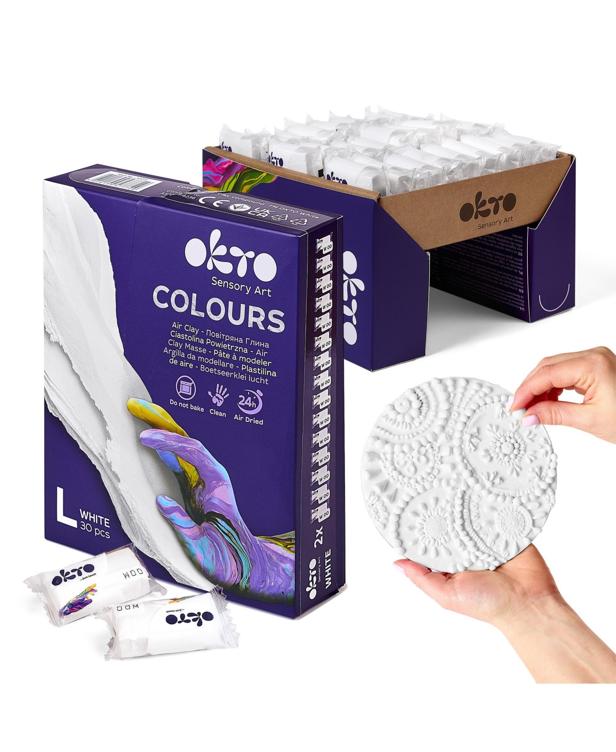Wise Elk Okto Air-Dry Clay Compound – Colours L Air Clay Compound White (nan)