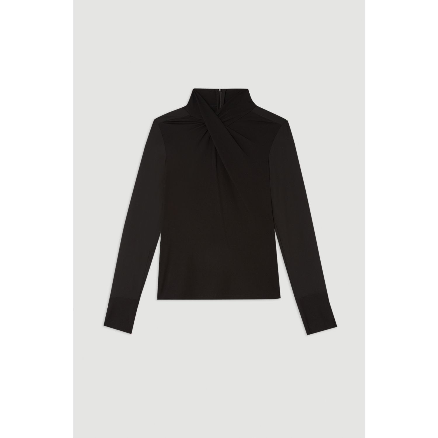 Jersey And Georgette Mix High Neck Top