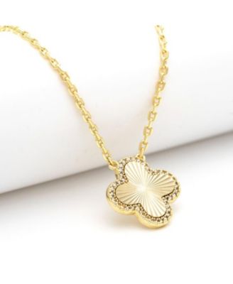 18K Gold Plated Flower Solitaire Pendant with CZ Surround